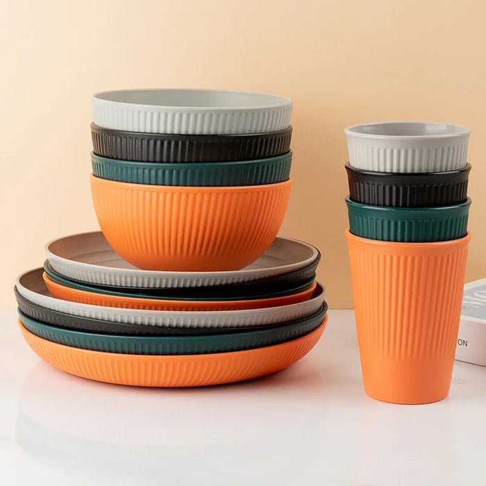 4 Piece Eco Friendly Tableware Set For Camping