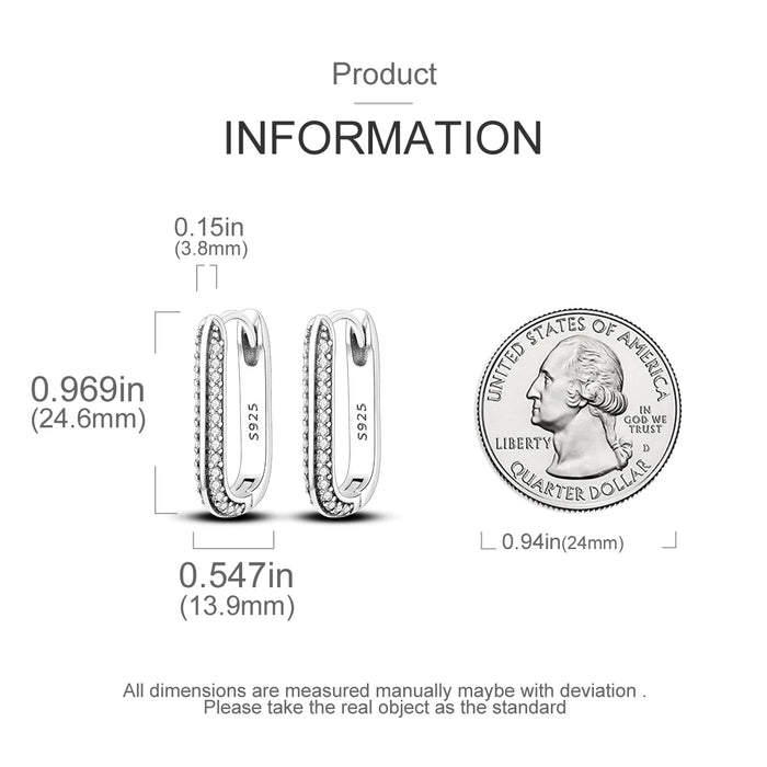 925 Sterling Silver Zirconium U Shaped Earrings Fits Charms Fashion Jewelry Gift