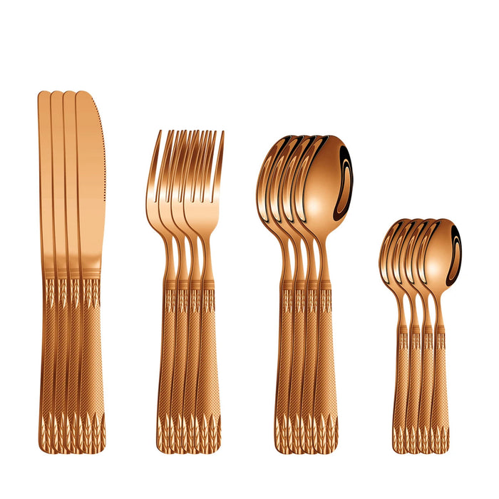 4 / 6 / 16 / 24 Piece Stainless Steel Rose Gold Cutlery Set For Family & Hotel