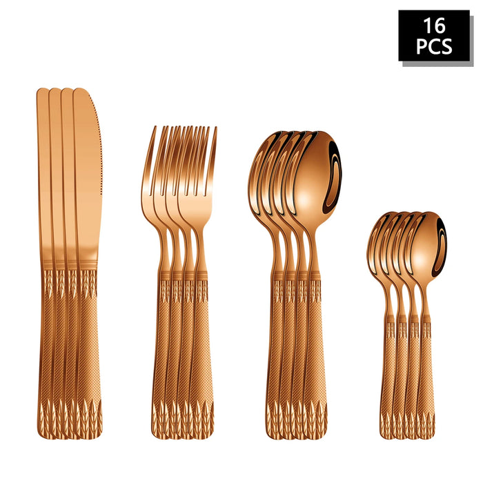 4 / 16 / 24 Piece Stainless Steel Cutlery Set With Wheat Ear Handle