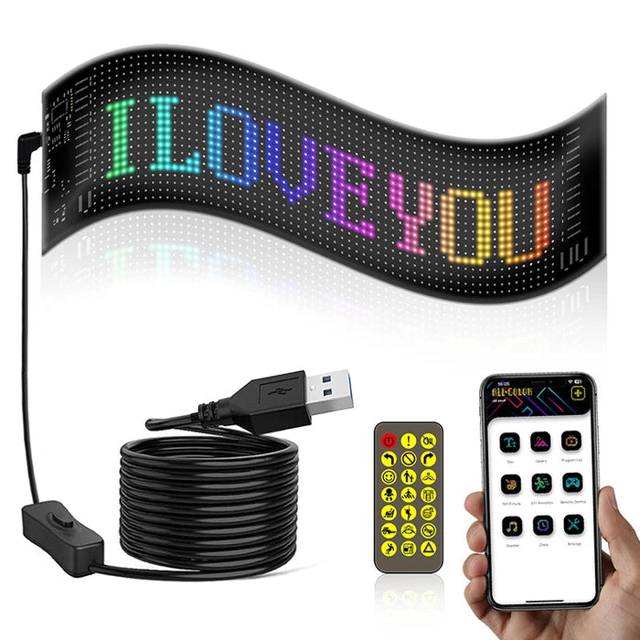 Rgb Led Car Display Remote Control Flexible Graffiti Pattern 5V