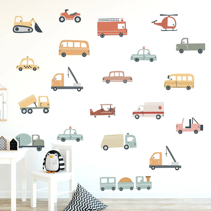 Cartoon Construction Truck Wall Sticker For Kids Room Decor