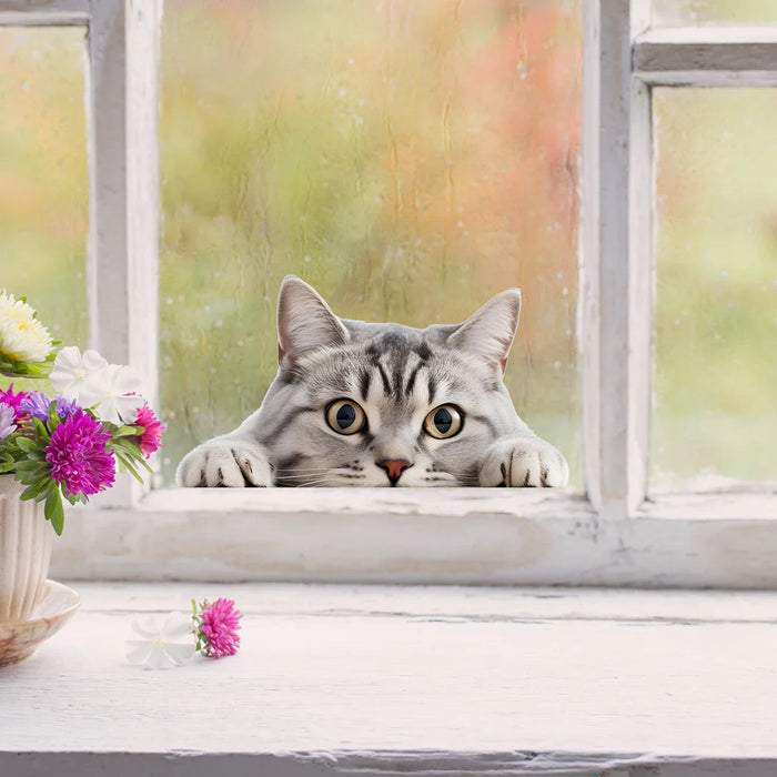 Watercolour Peeping Cat Wall Stickers For Kids Room Decor