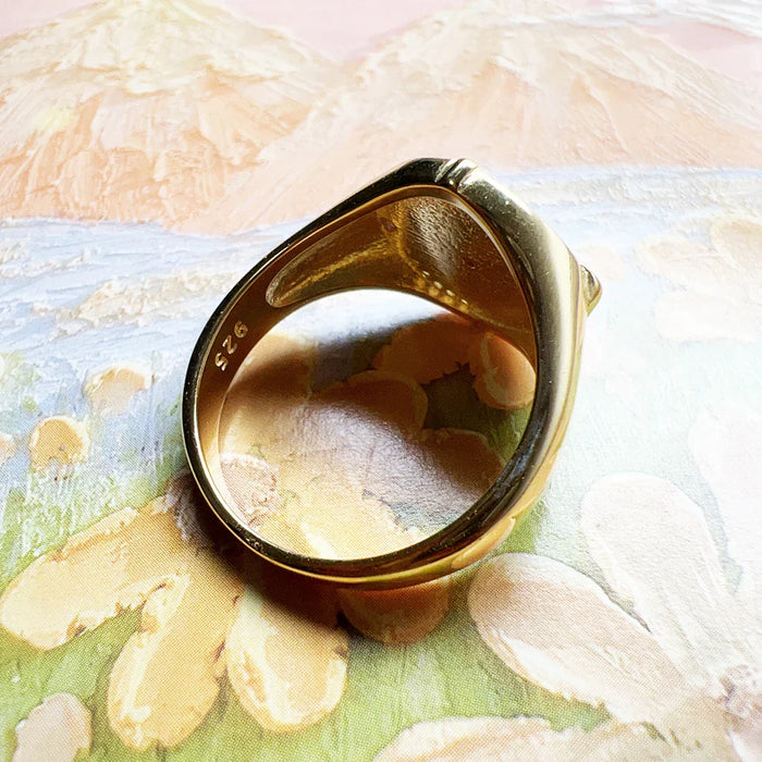 925 Sterling Silver Sun Signet Ring Autumn Boho Unisex Jewelry