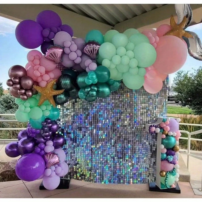144Pcs Mermaid Tail Balloon Garland Arch Set - Mermaid Theme Party Birthday And Wedding Submarine Balloon - Party Supplies