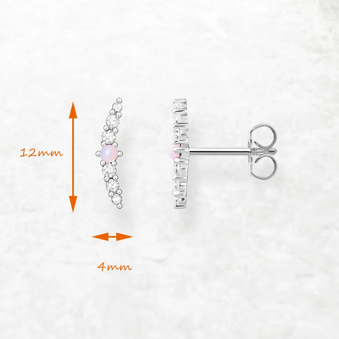 925 Sterling Silver Vintage Pink Stone Stud Earrings