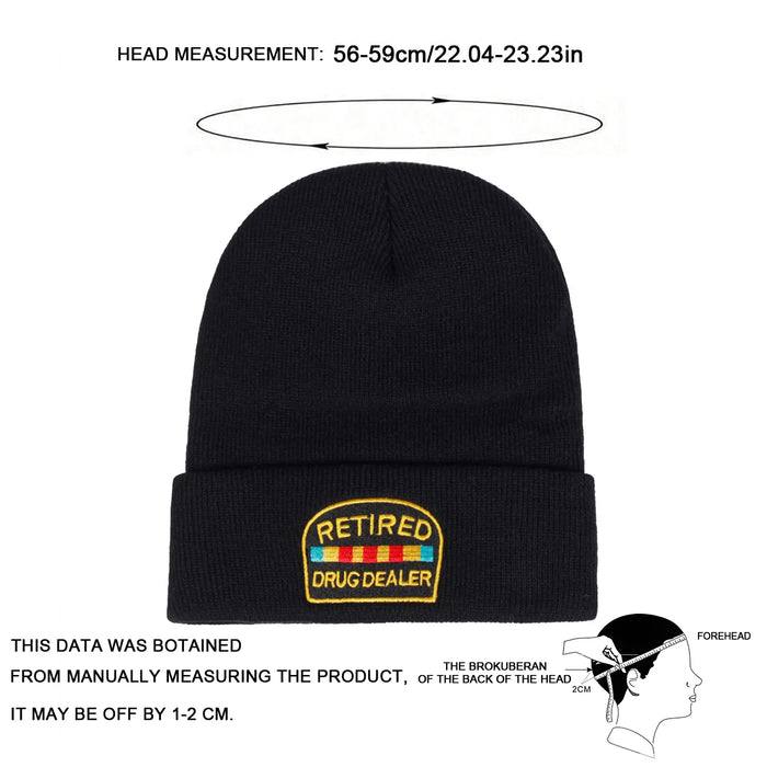 Retired Drug Dealer Embroidery Beanie Unisex Winter Hip Hop Cap