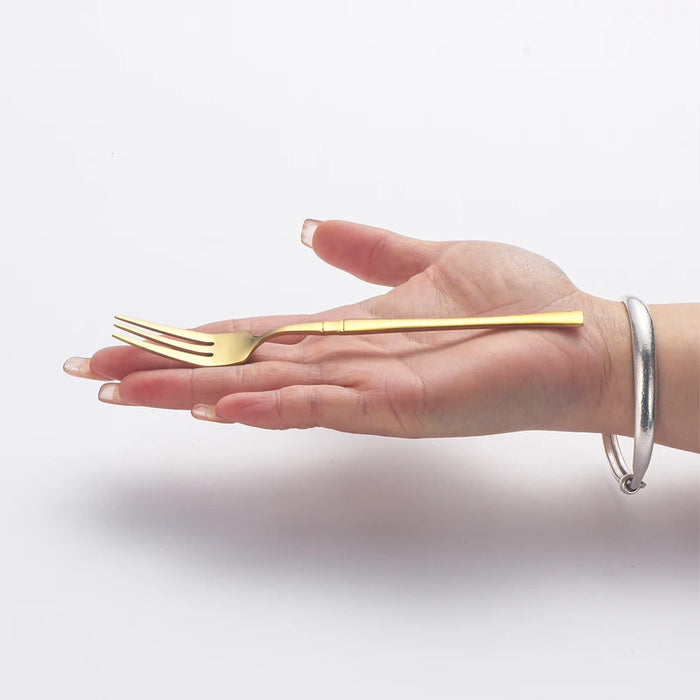 4 / 8 / 12 Piece Stainless Steel Gold Dessert Fork Set