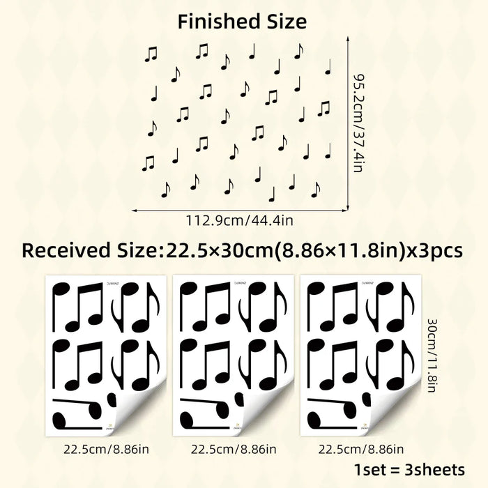 Musical Note Wall Decals Set Of 3 For Kids Room Decor