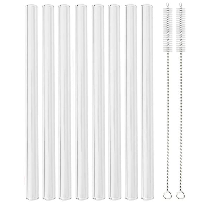 8 Piece Eco Friendly Glass Straw Set With Brush