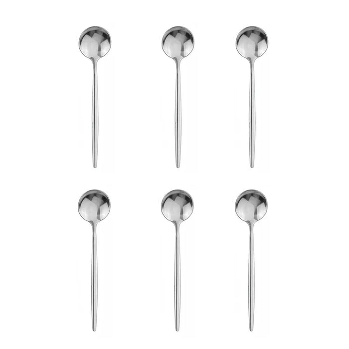 6 Piece Stainless Steel Mini Stirring Spoons For Coffee Tea Sauce Salt Sugar Black / Gold