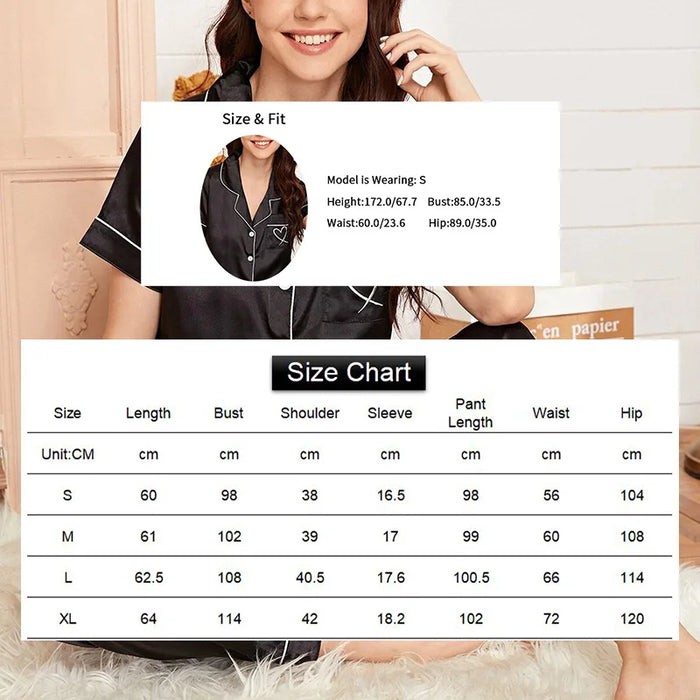 Embroidered Satin Pajama Set for Women