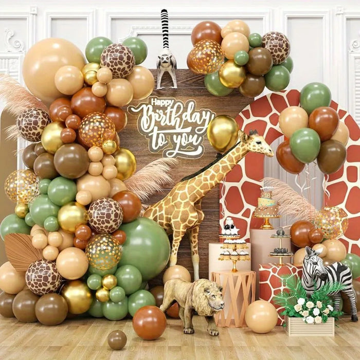 116 Pcs Brown Jungle Balloon Garland Set Suitable For Decorations For Birthday Parties Event Celebrations And Other Scenes