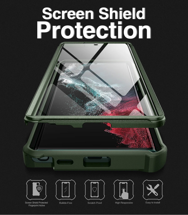 For Samsung Galaxy S22 Ultra 5G Full Body Bumper Military Grade Armor Shockproof Shell Case With Built In Screen Protector