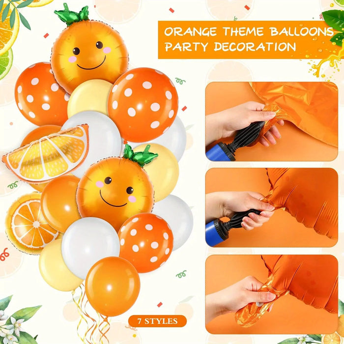 8Pcs Orange Fruit Foil Balloons Party Decoration Birthday Orange Theme Party Wedding Engagement Anniversary Graduation Ceremony