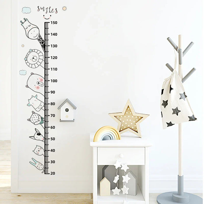 Cartoon Animals Height Ruler Wall Stickers For Kids Rooms