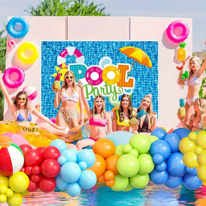 128Pcs Summer Pool Themed Balloon Wreath Arch Set Beach Party Hawaii Holiday Birthday Party Graduation Party Decoration