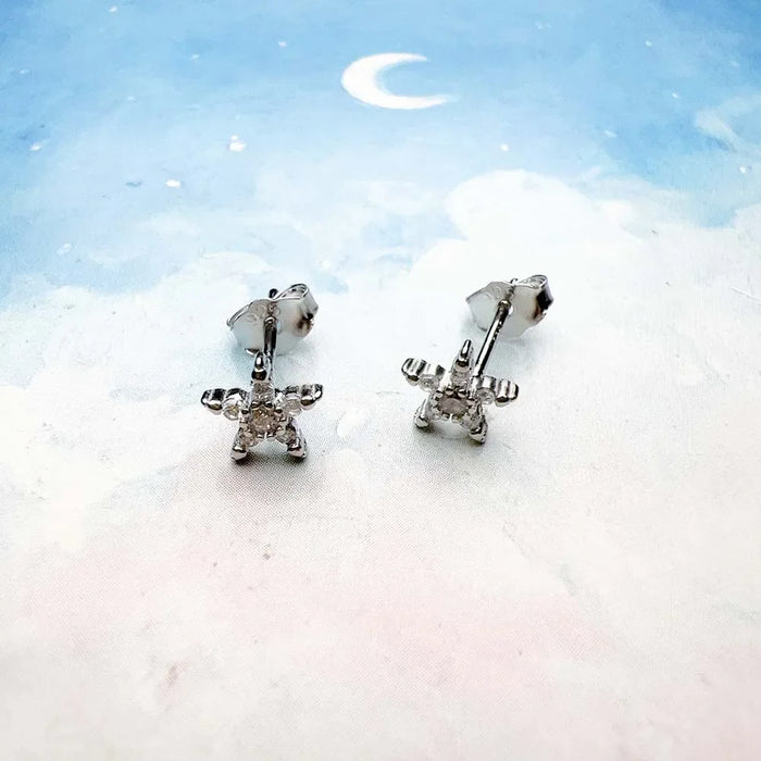 925 Sterling Silver Star Stud Earrings Chic Gift For Women