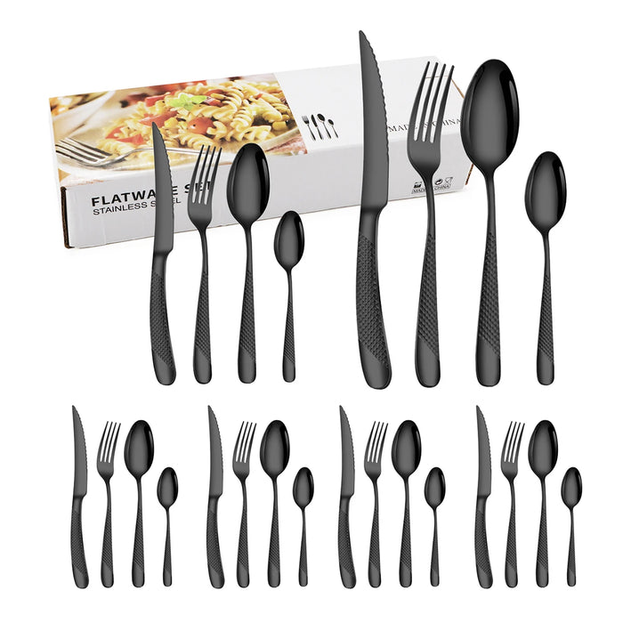 24 Piece Stainless Steel Tableware Set With Colourful Box Packaging