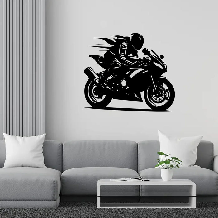 Motorcycle Rider Silhouette Wall Stickers For Room Decor