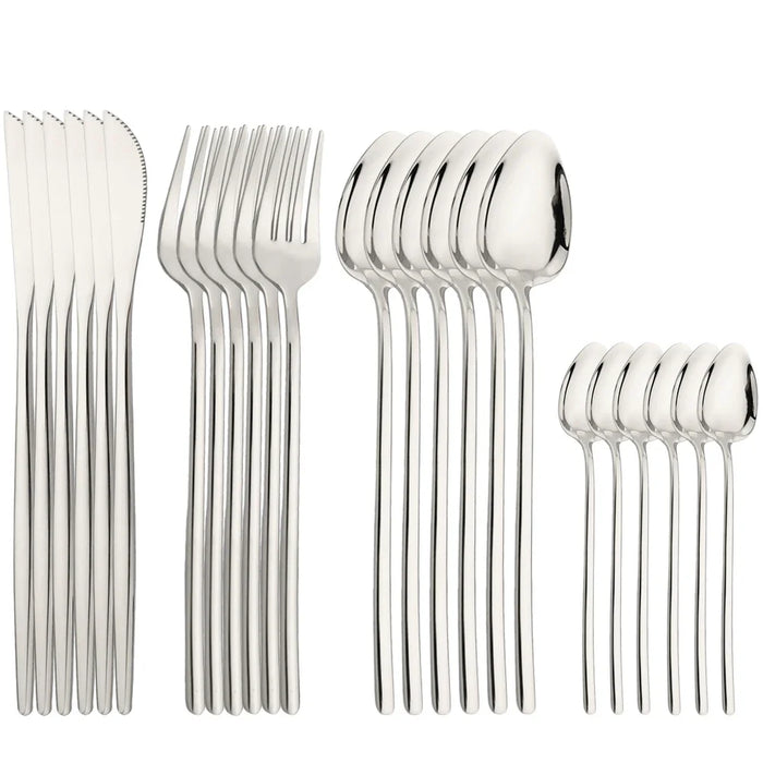 24 Piece Gold Stainless Steel Cutlery Set For Dining And Kitchen Use