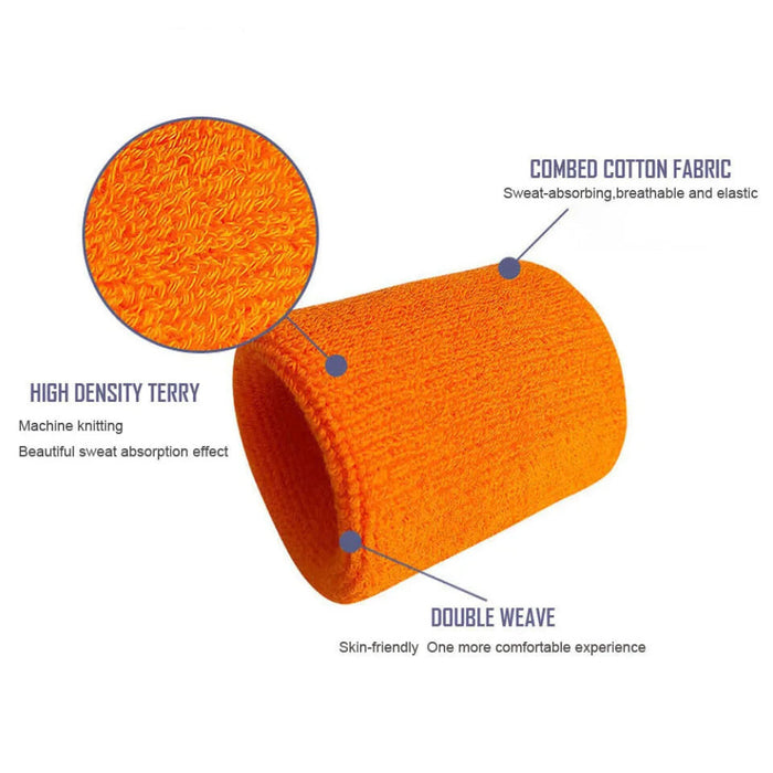 Pair of Sport Wristbands Cotton Sweatband For Tennis Basketball Running Gym