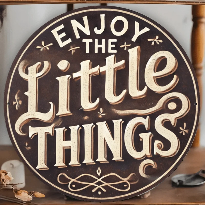 8X8 Inch Inch Rustic Iron Wall Art Enjoy The Little Things Indoor / Outdoor