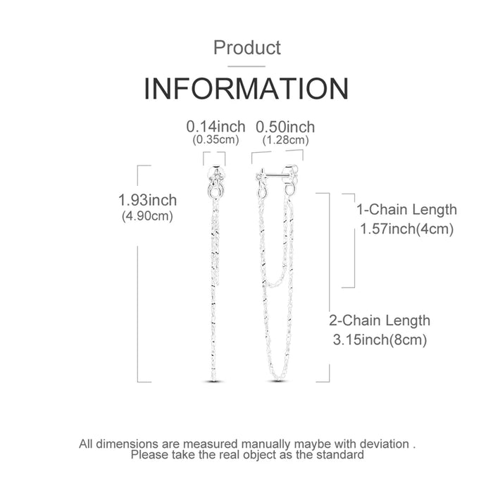 925 Sterling Silver Star Tassel Earrings Double Layered For Women