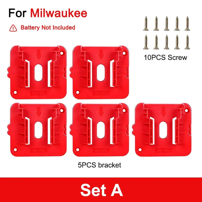 5 / 10 Pack Universal Battery Storage Rack For 14.4V And 18V Li Ion Batteries Wall Mount Tool Bracket For Dewalt Makita And Milwaukee Compatible Batteries