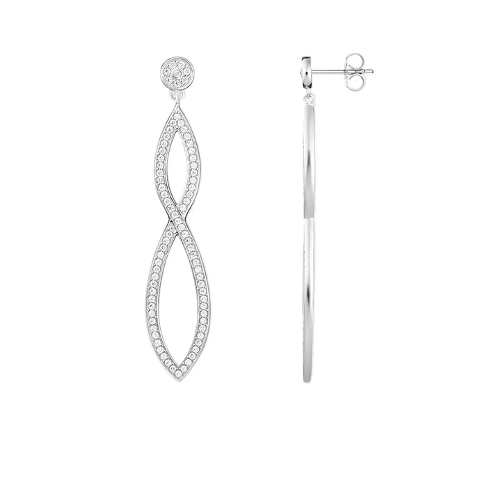 925 Sterling Silver Elegant White Stone Drop Earrings Jewelry For Women