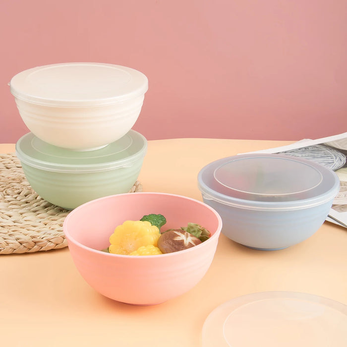 2 / 4 / 6 Piece Reusable Pink Plastic Bowls With Lids