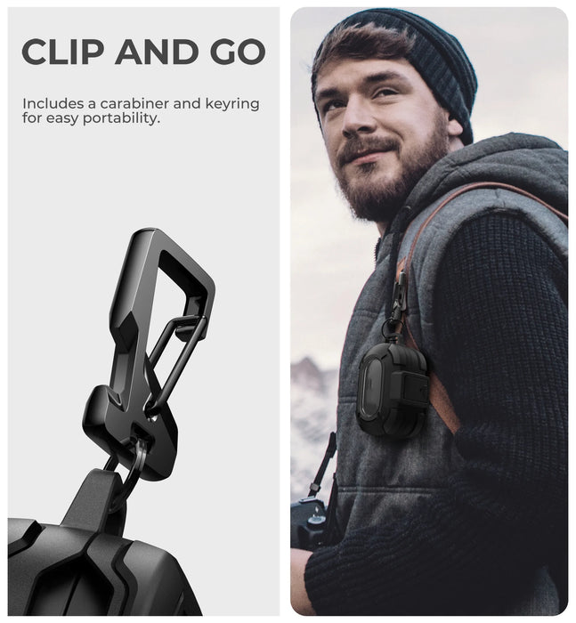 For Bose Quietcomfort Earbuds 2024 Rugged Case Shockproof Protective Case With Secure Lock Clip Carabiner & Keyring