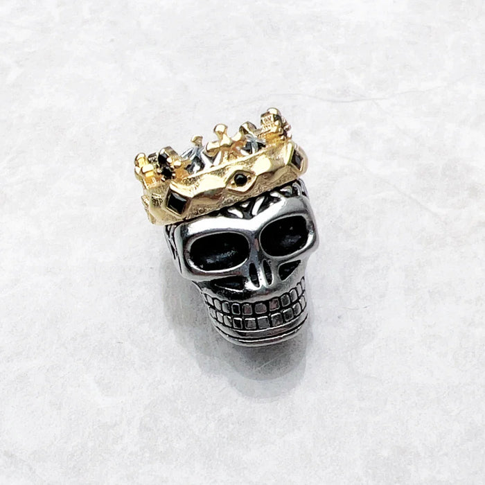 925 Sterling Silver Skull Crown Bead Winter Charm For European Bracelets Rebel Accessory For Men And Women