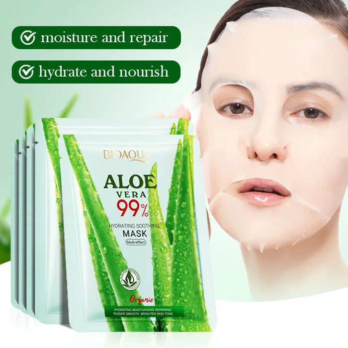 5 / 10 Piece Aloe Vera Moisturizing Facial Masks Soothing Brightening Firming