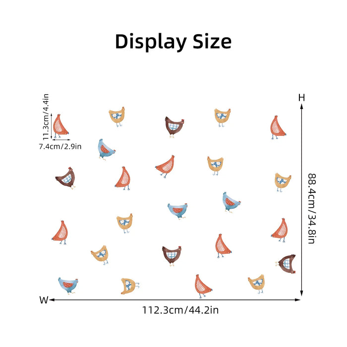 Colourful Chicken Wall Stickers Set Of 4