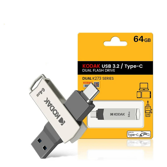 Kodak 32gb / 64gb / 128gb Dual Use USB Flash Drive Type C 3.1 Rotating Design