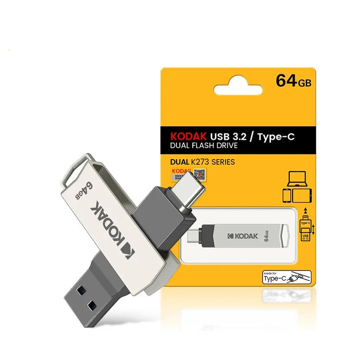 Kodak 32gb / 64gb / 128gb Dual Use USB Flash Drive Type C 3.1 Rotating Design