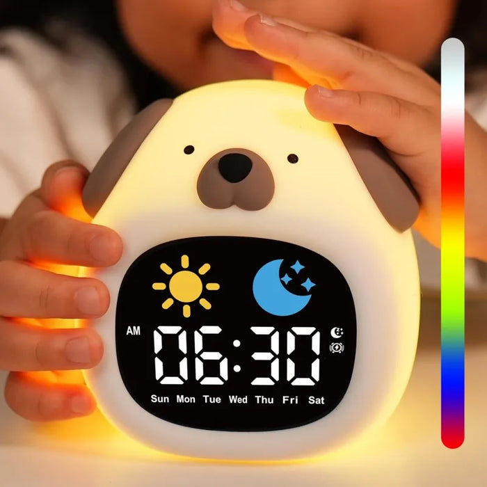 Puppy Shaped Kids' Sleep Training Clock With Night Light