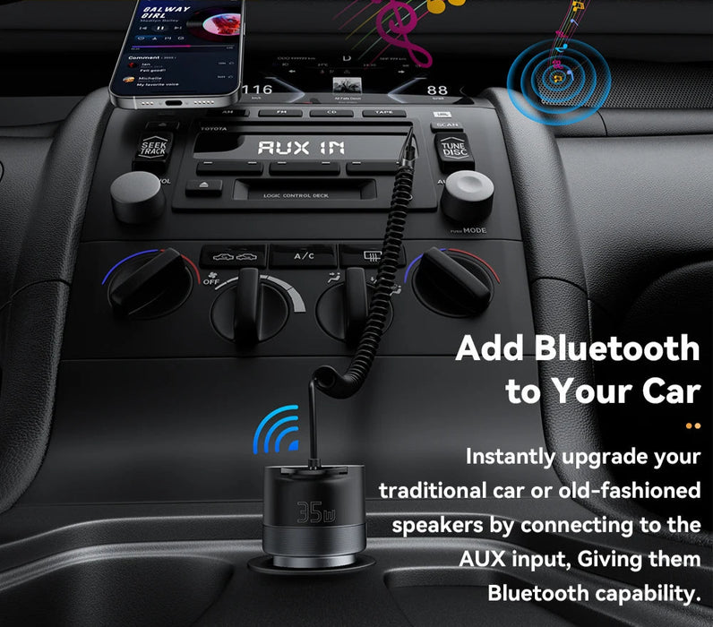 Bluetooth 5.3 Car Charger 3.5Mm Aux Adapter Pd35W Qc30W Car Fast Charger For Iphone 16 15 Pro Huawei Xiaomi Samsung Ipad