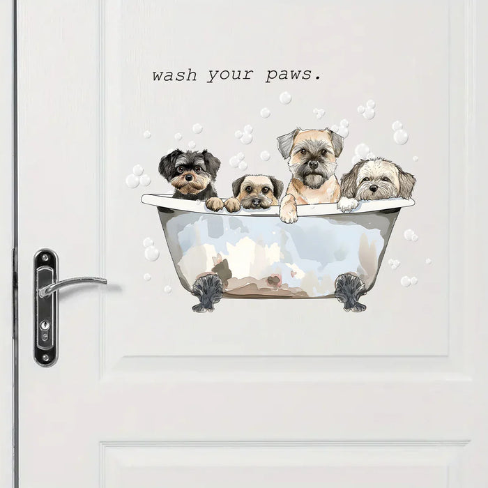 Adorable Dog Bathing Wall Stickers For Kids Room Decor