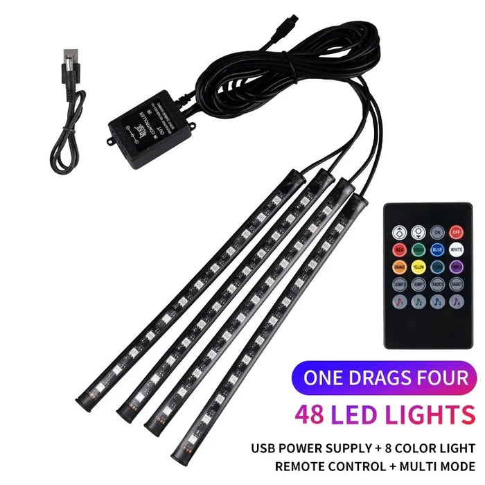 8-Colour Universal Car Rgb Ambient Led Strip Lights Off Road Suv Decor