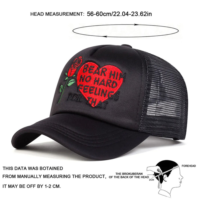 Love Rose Embroidered Baseball Cap Adjustable Sun Hat