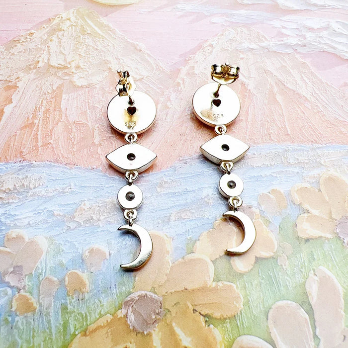 925 Sterling Silver Romantic Gift Drop Earrings Cosmic Talismans For Women