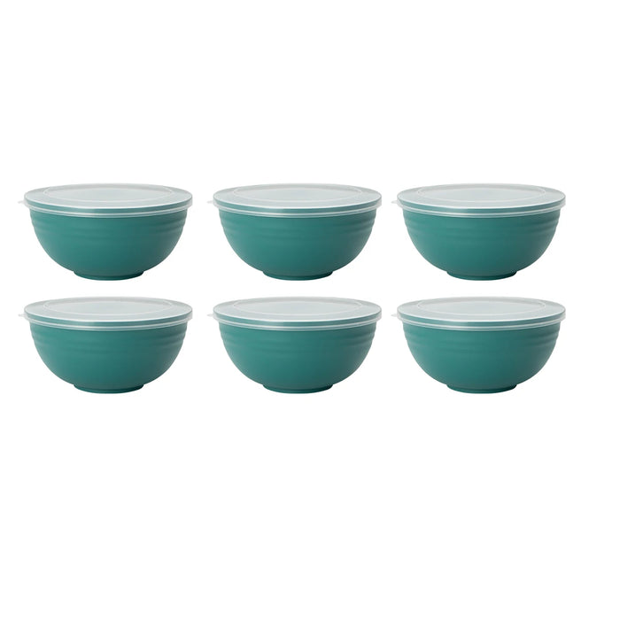 2 / 4 / 6 Piece Reusable Dark Green Plastic Bowls With Lids