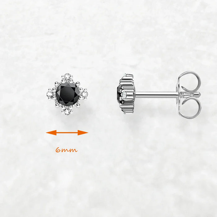 925 Sterling Silver Vintage Black Zircon Star Stud Earrings