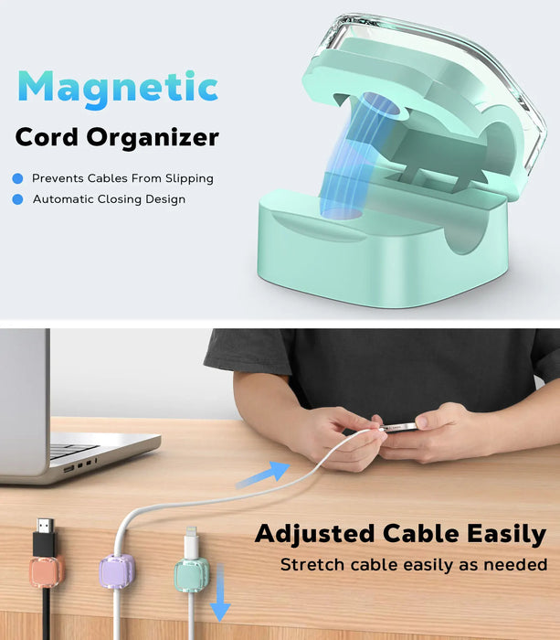 6 Pack Magnetic Cable Clips Under Desk Cable Management Adhesive Magnetic Cord Holder Magnetic Cord Organizer Wire Holder