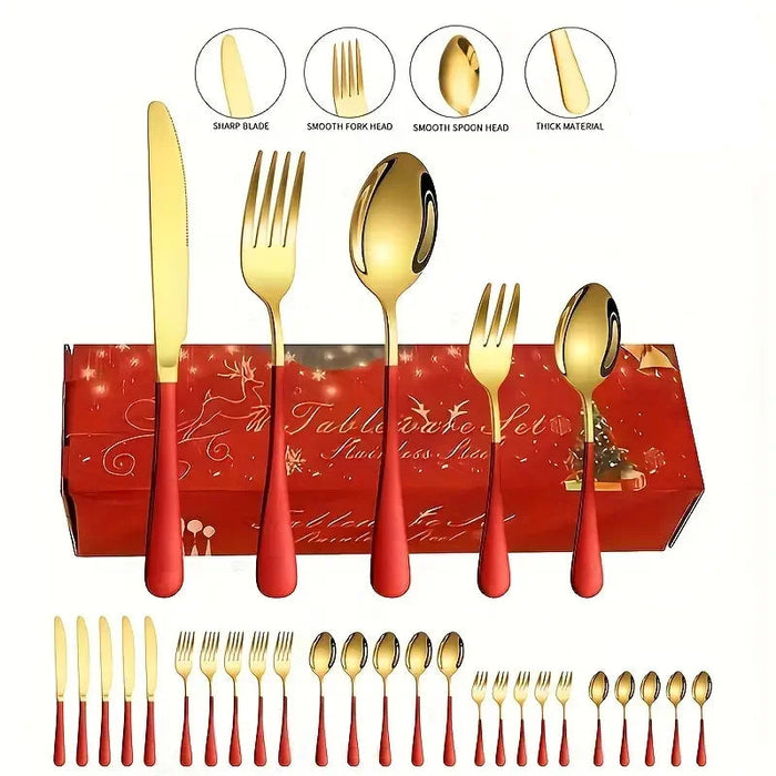 30 Piece Stainless Steel Christmas Tableware Set
