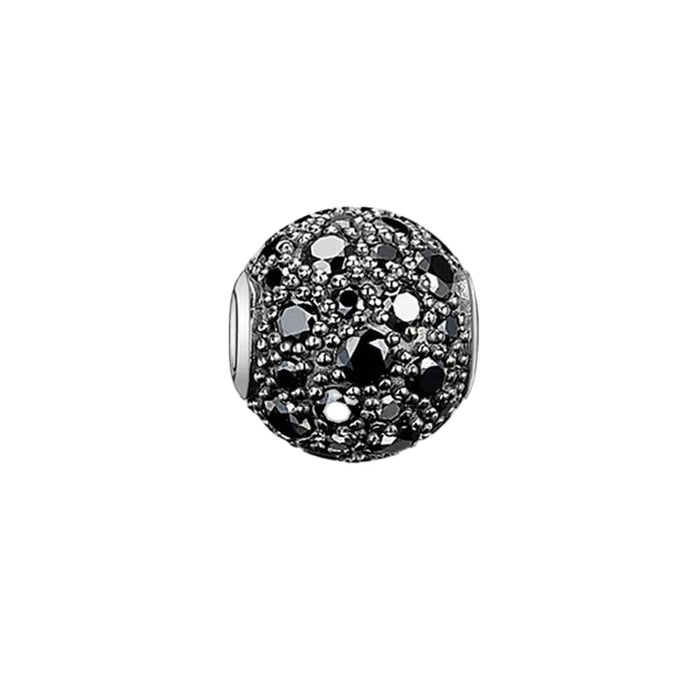925 Sterling Silver Black Crushed Beads European Charm Accessory