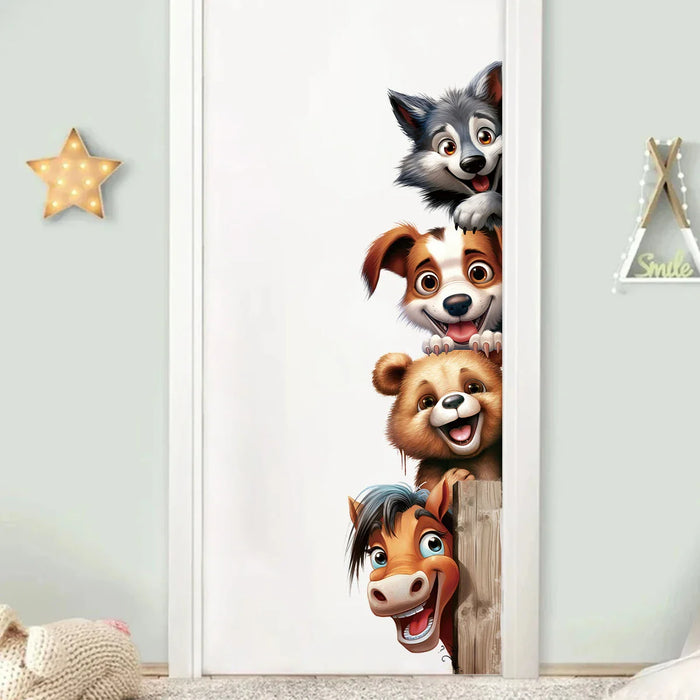Adorable Animal Door Stickers For Kids Room Decor