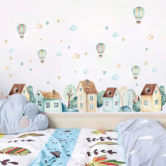 Colourful Hot Air Balloon Wall Stickers For Kids Room Decor